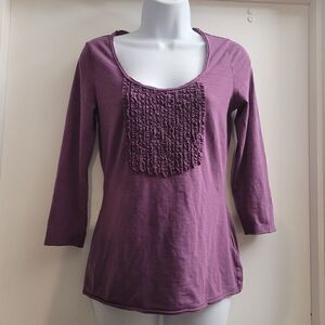 Boden purple ruffle bib cotton shirt